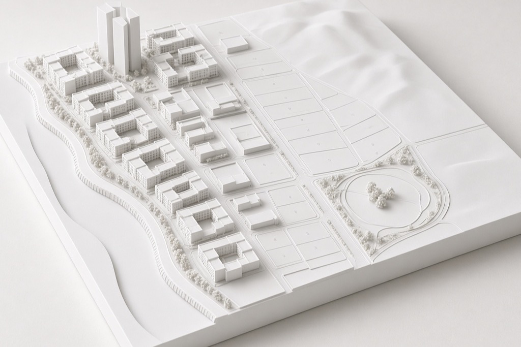 Masterplan model of a new district